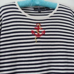 Vintage Carole Little  Knitwear Classic Nautical Top Medium Ltweight 100% cotton